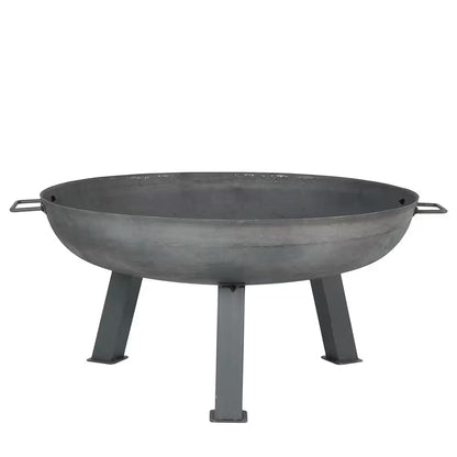 30 In. X 15 In. round Cast Iron Wood Burning Fire Pit Bowl in Steel