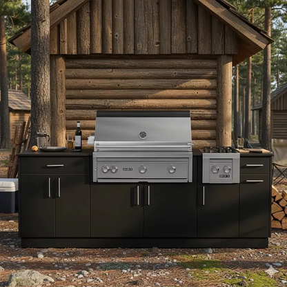 Custom Commercial Outdoor Kitchen Cabinet 304 Stainless Steel Gas Grill Side Burner Weatherproof Island for Project Application